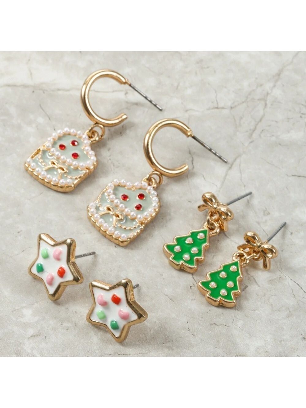 Holiday Time Festive Christmas Earring Set 3 Pairs Hypoallergenic NWT
